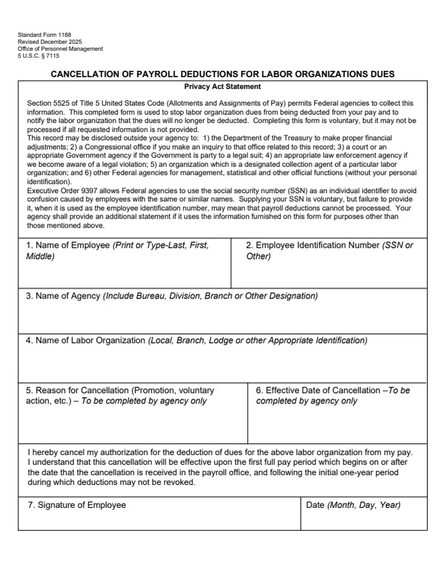 Page 1 of form SF1188