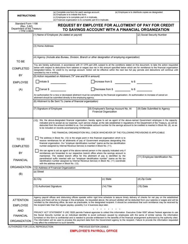 Page 1 of form SF1198