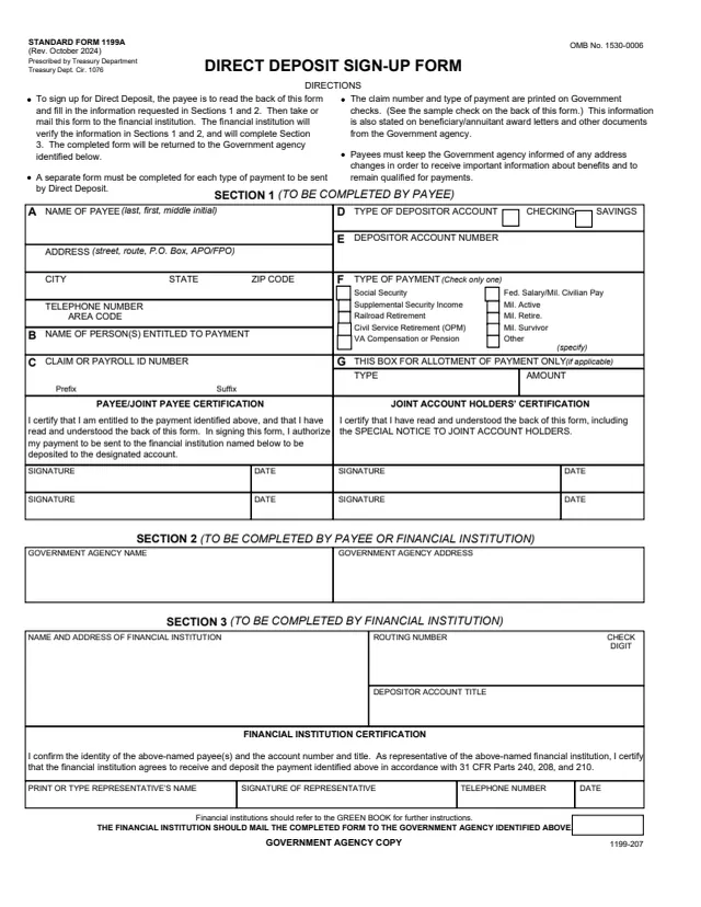 Page 1 of form SF1199A