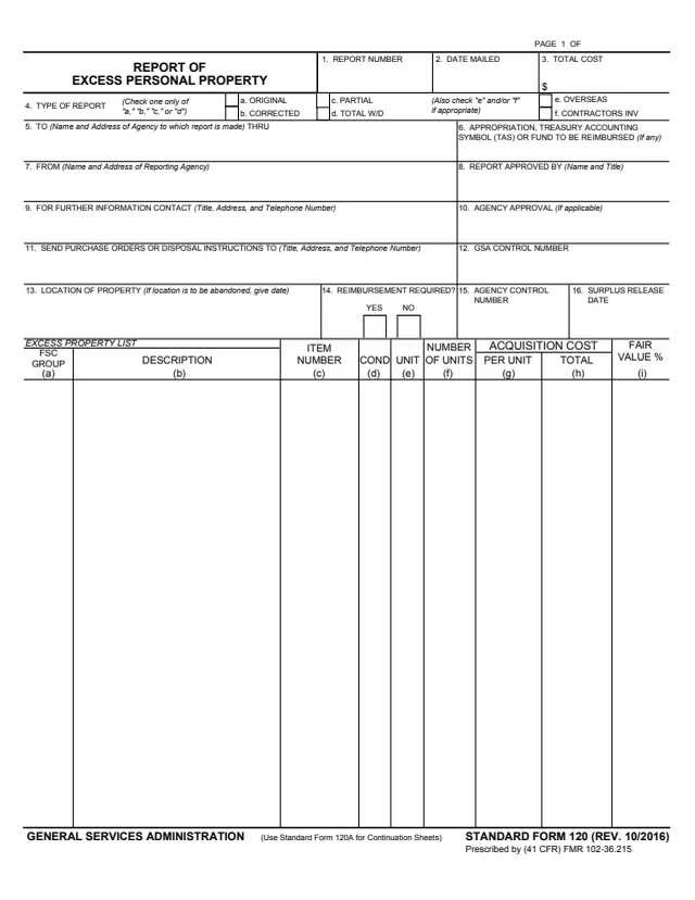Page 1 of form SF120