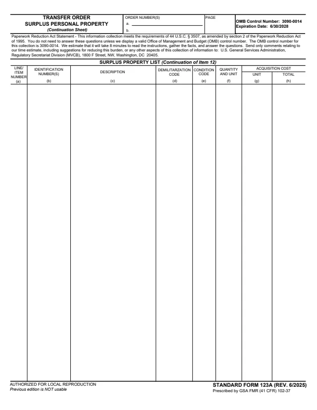 Page 1 of form SF123A