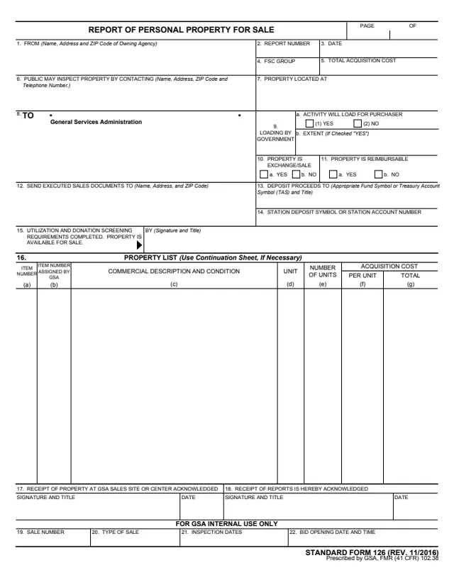 Page 1 of form SF126