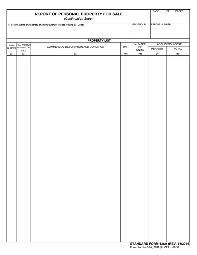 Page 1 of form SF126A