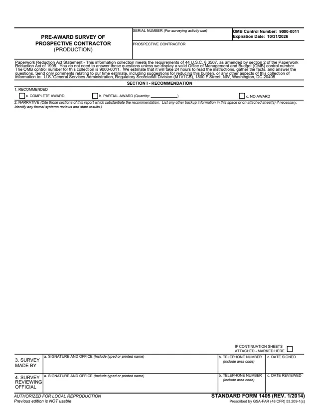 Page 1 of form SF1405