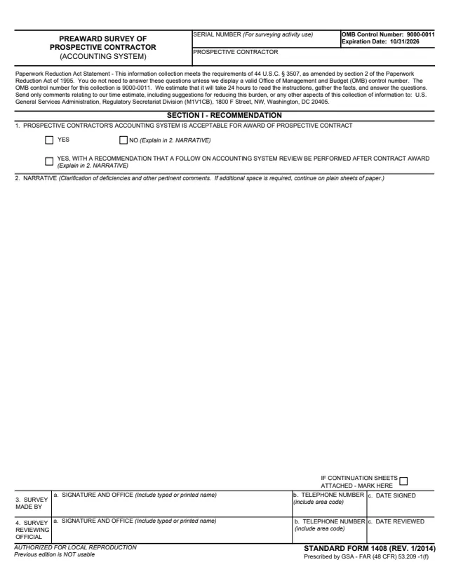 Page 1 of form SF1408