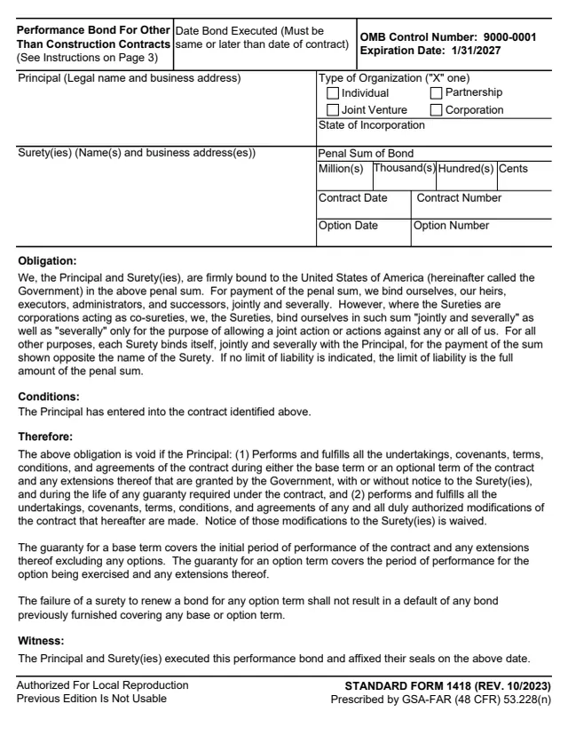 Page 1 of form SF1418