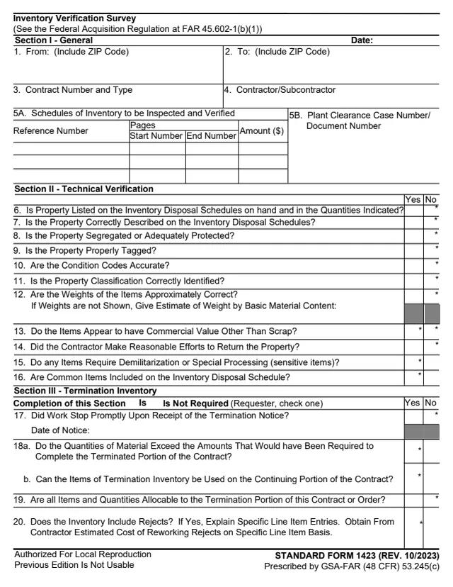 Page 1 of form SF1423