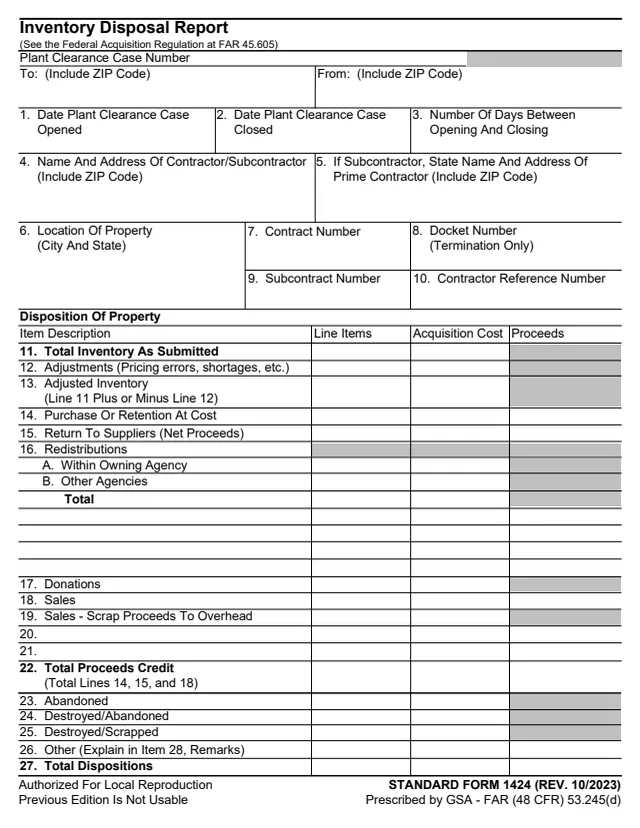 Page 1 of form SF1424