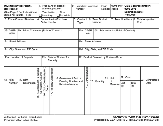 Page 1 of form SF1428