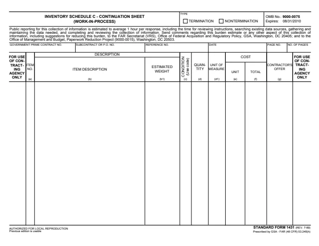 Page 1 of form SF1431