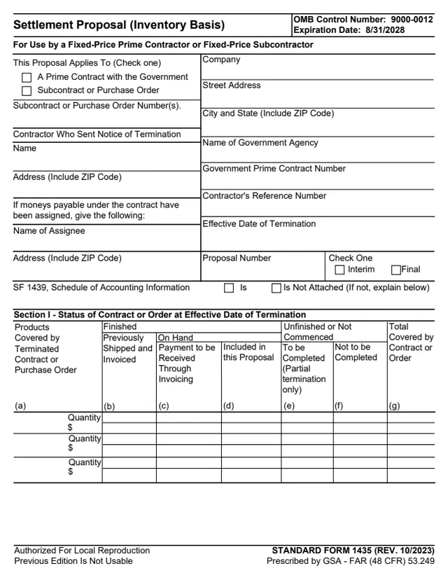 Page 1 of form SF1435