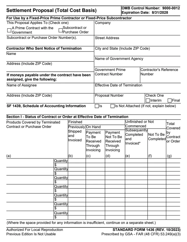 Page 1 of form SF1436