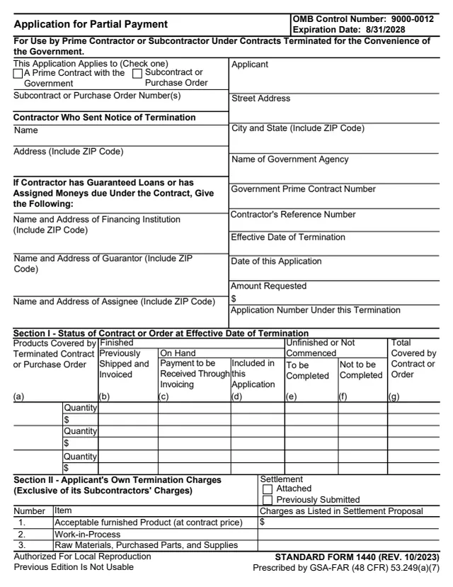 Page 1 of form SF1440