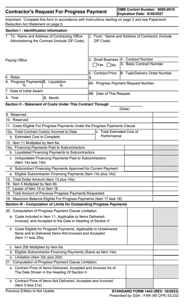 Page 1 of form SF1443