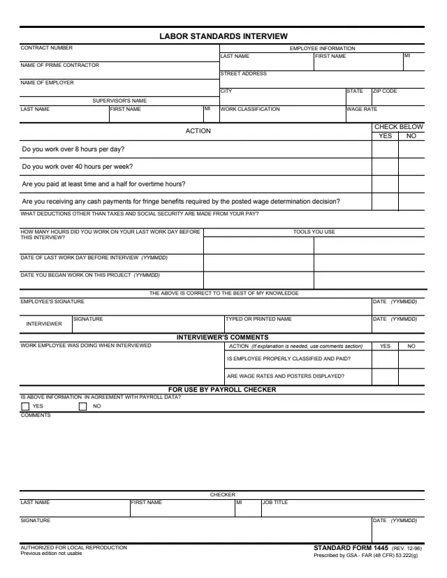 Page 1 of form SF1445