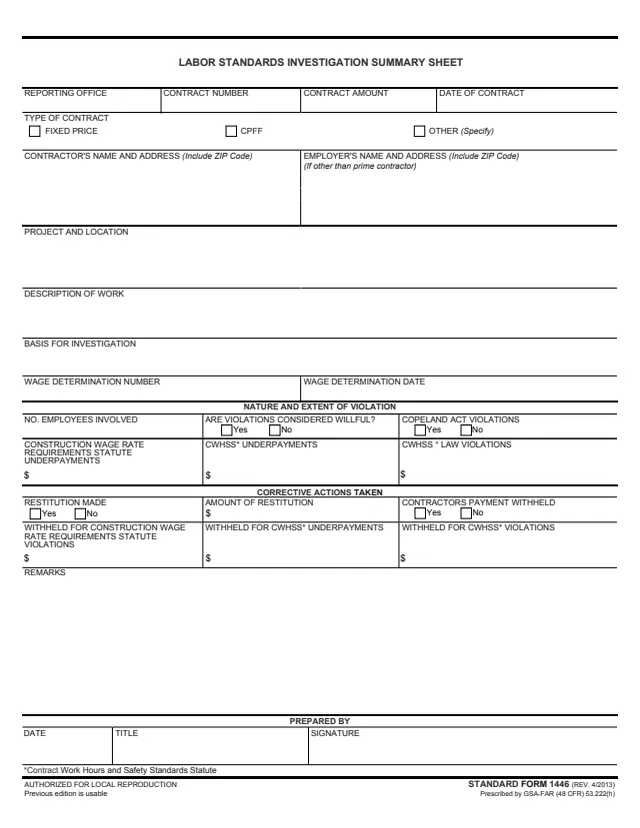 Page 1 of form SF1446