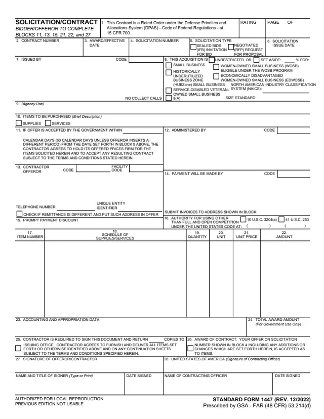 Page 1 of form SF1447