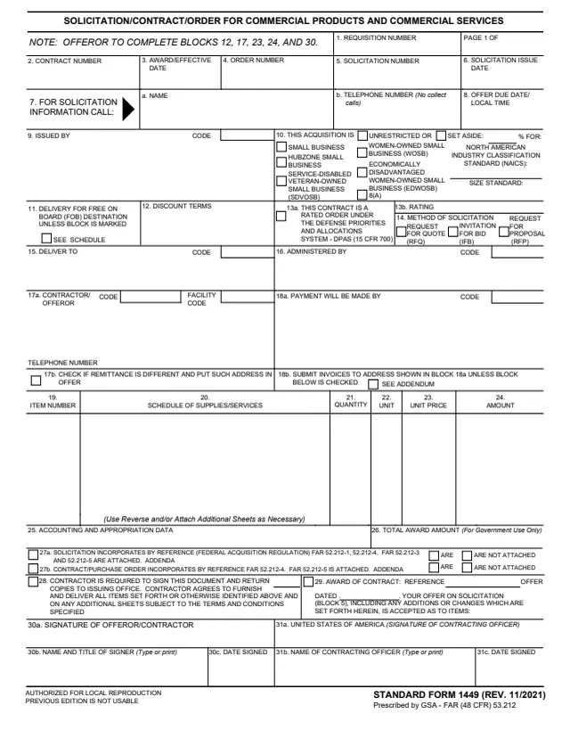 Page 1 of form SF1449