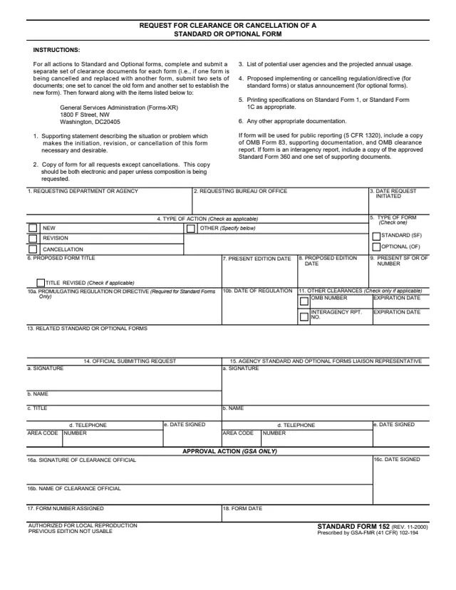 Page 1 of form SF152