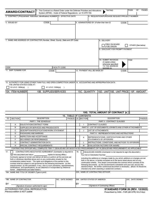 Page 1 of form SF26