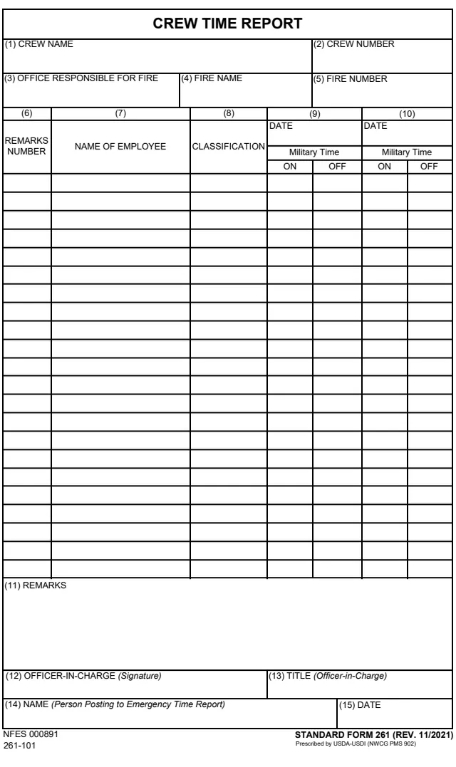 Page 1 of form SF261