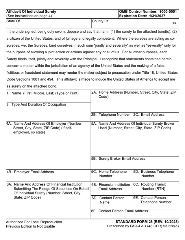Page 1 of form SF28