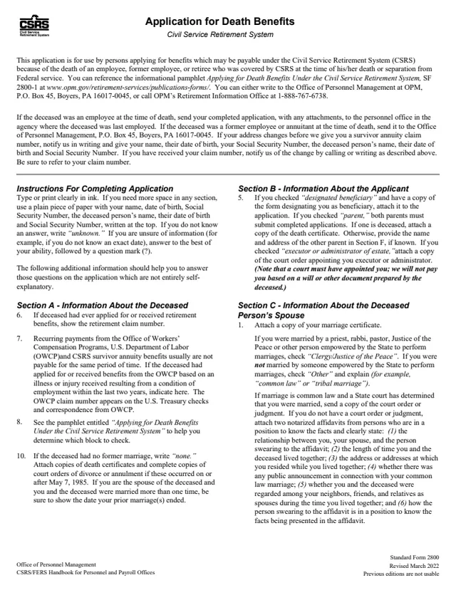 Page 1 of form SF2800