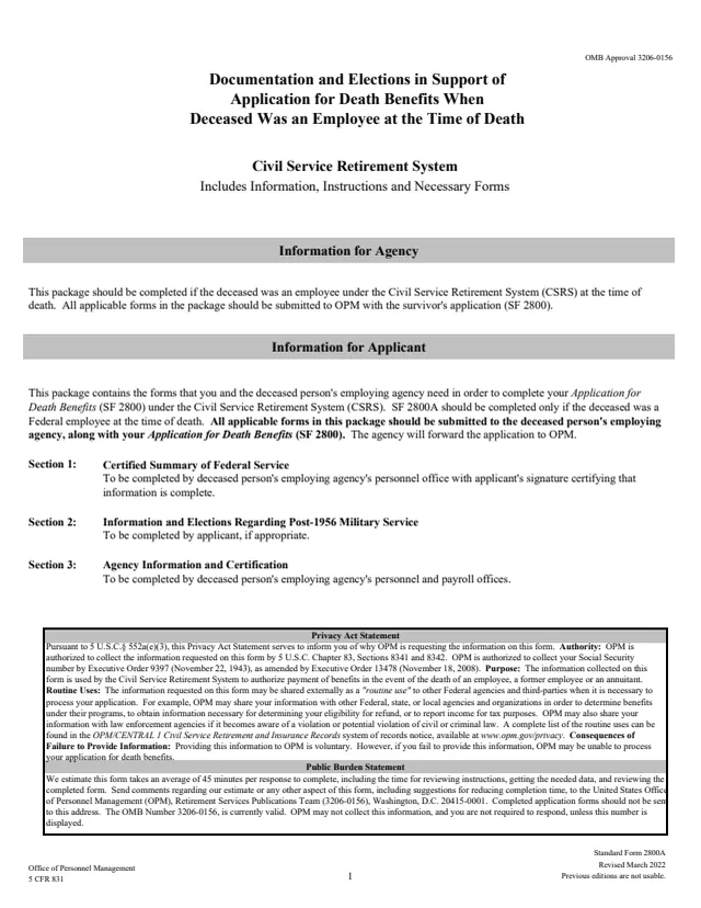 Page 1 of form SF2800A