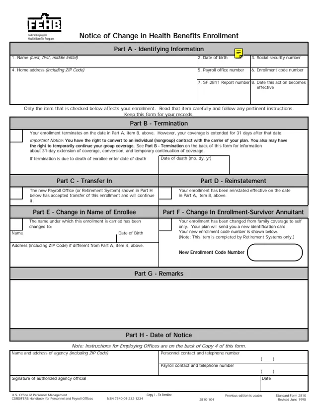 Page 1 of form SF2810