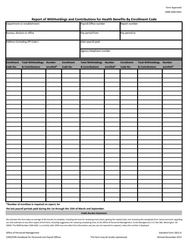 Page 1 of form SF2812A