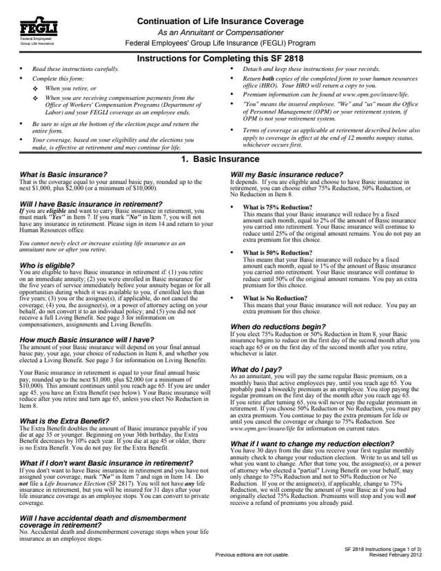 Page 1 of form SF2818