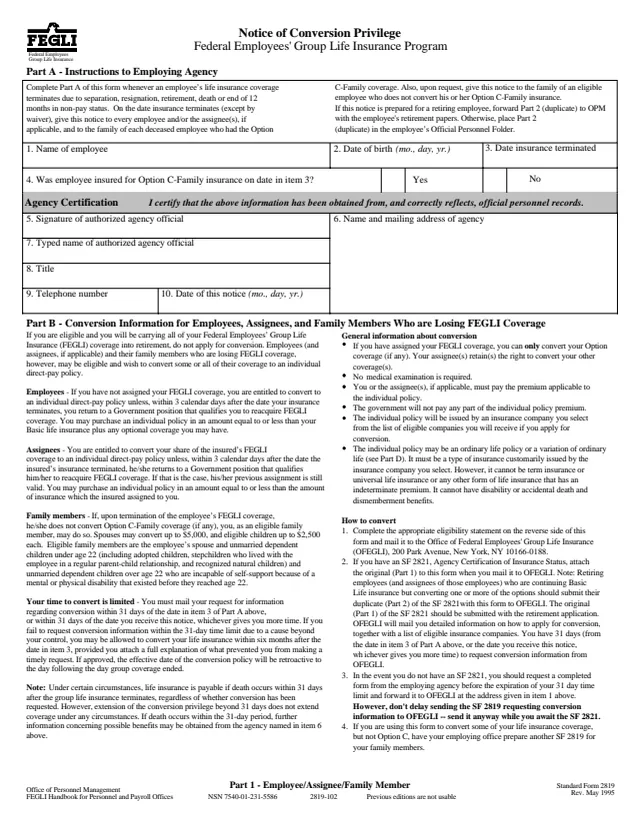 Page 1 of form SF2819