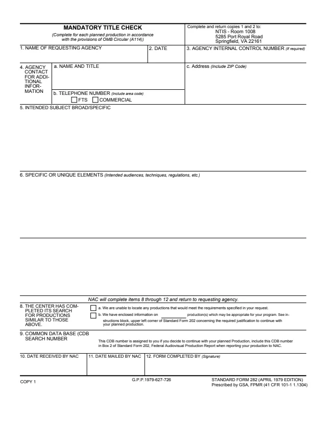 Page 1 of form SF282