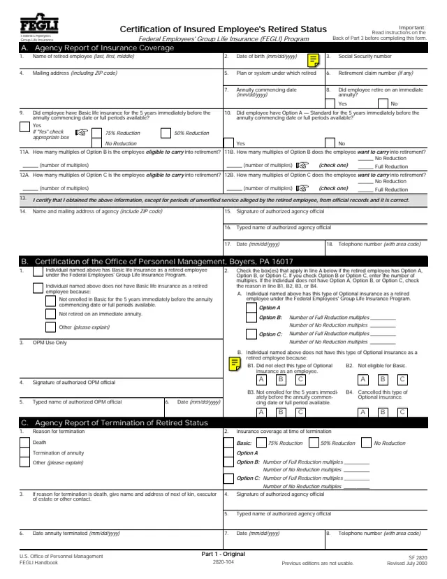 Page 1 of form SF2820