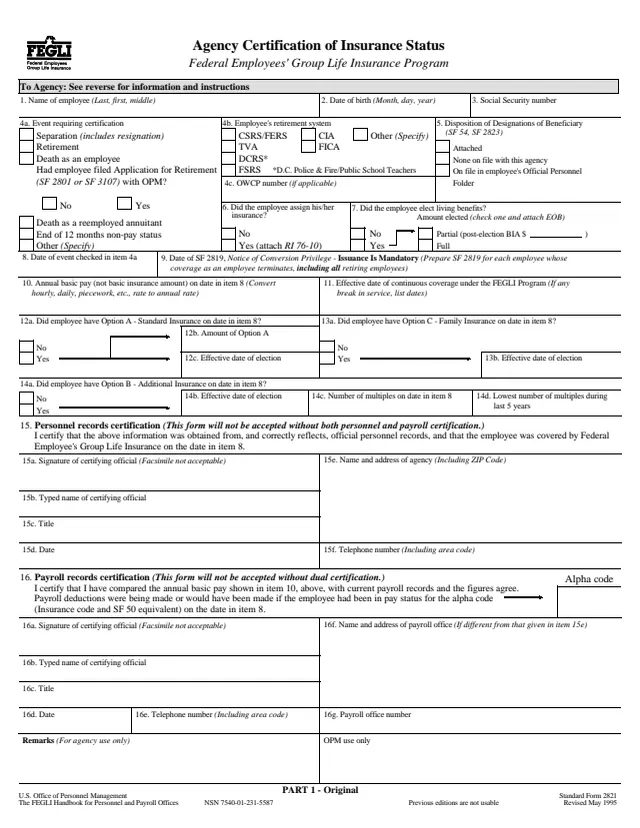 Page 1 of form SF2821