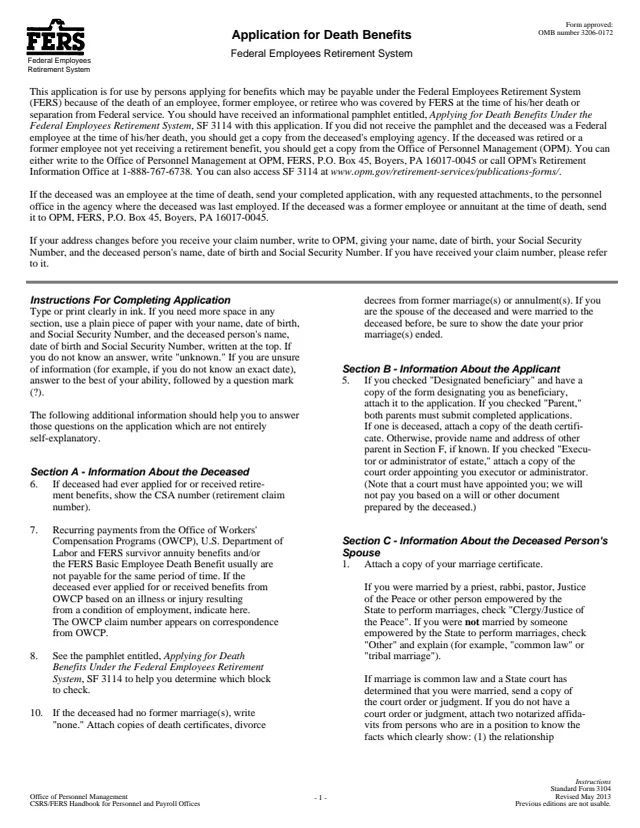 Page 1 of form SF3104