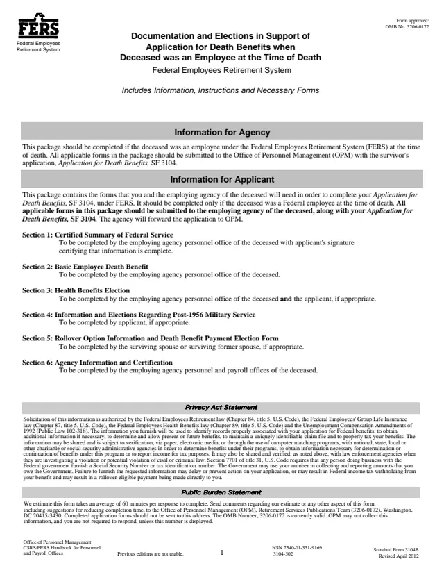 Page 1 of form SF3104B