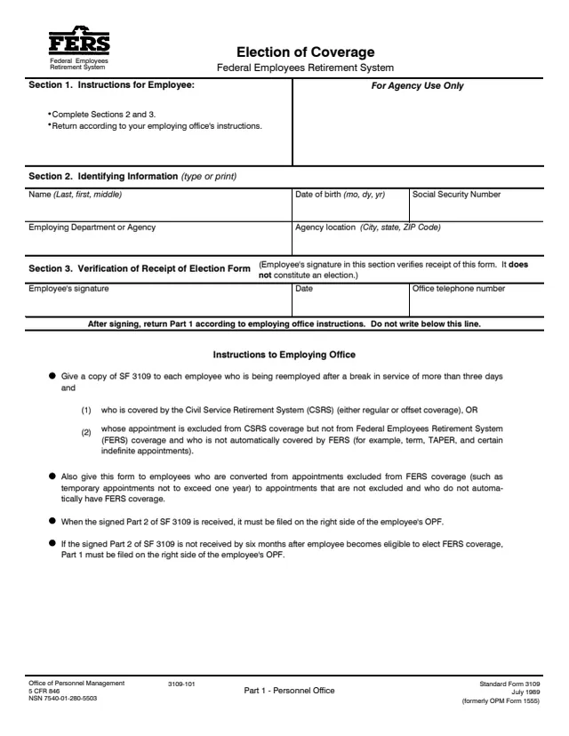 Page 1 of form SF3109