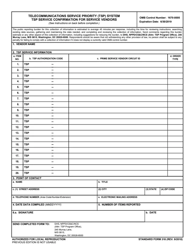 Page 1 of form SF318