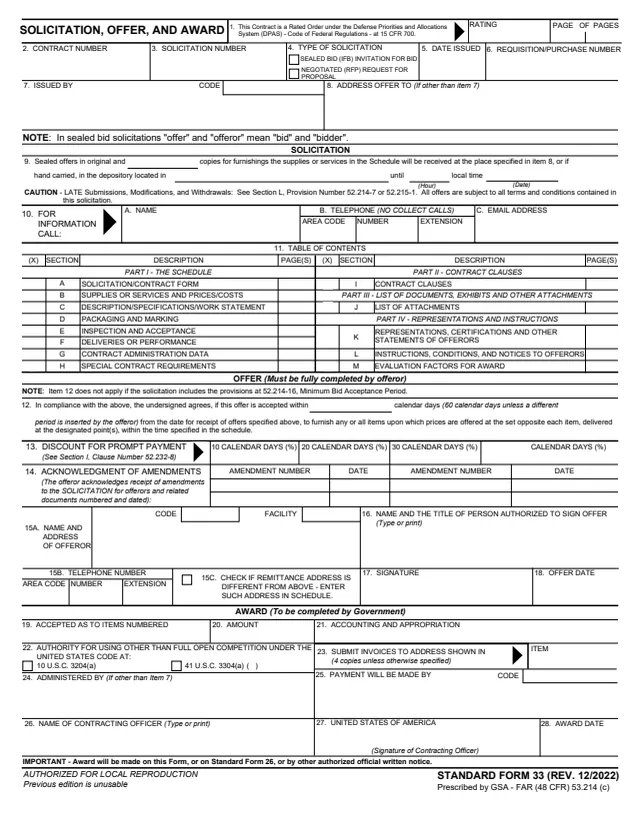 Page 1 of form SF33