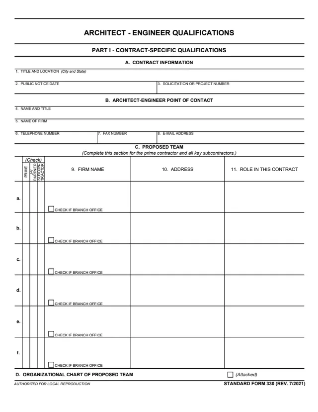Page 1 of form SF330_SC