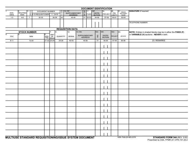 Page 1 of form SF344