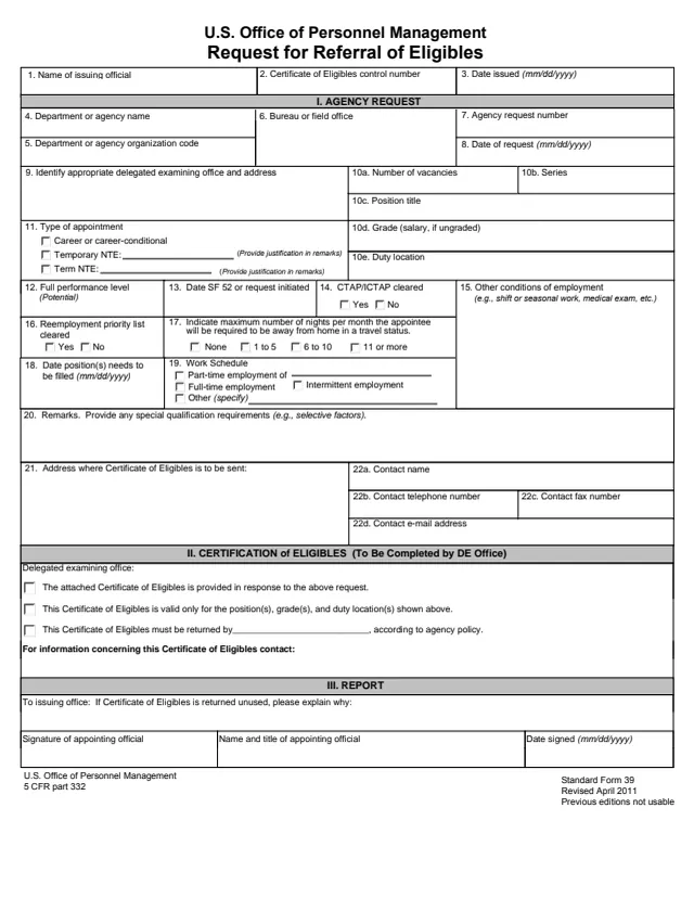 Page 1 of form SF39