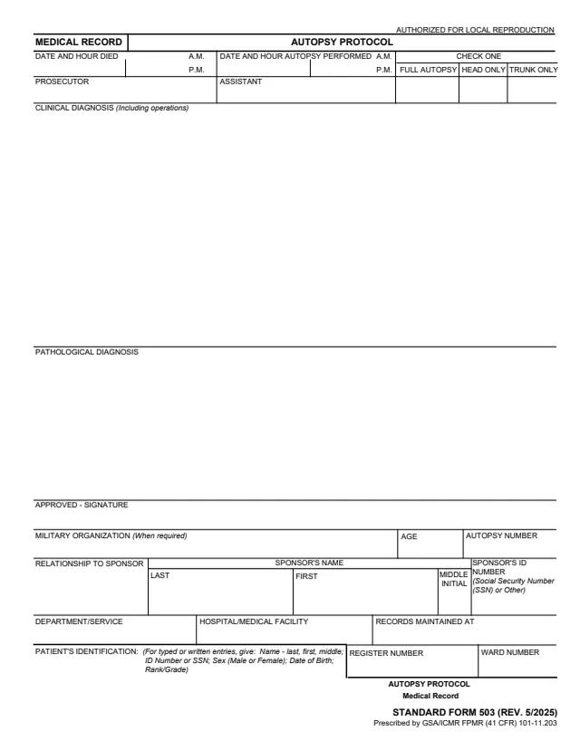Page 1 of form SF503