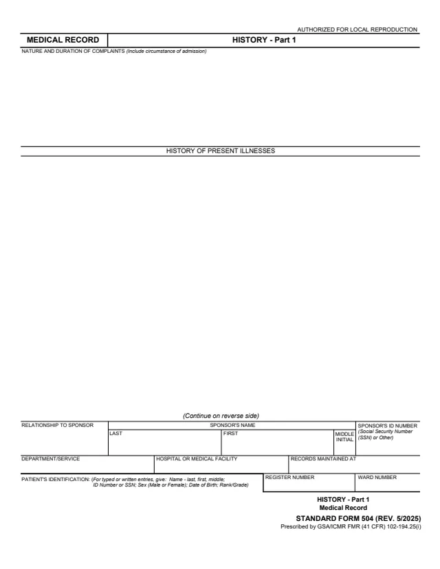 Page 1 of form SF504