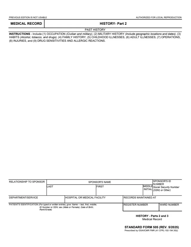 Page 1 of form SF505