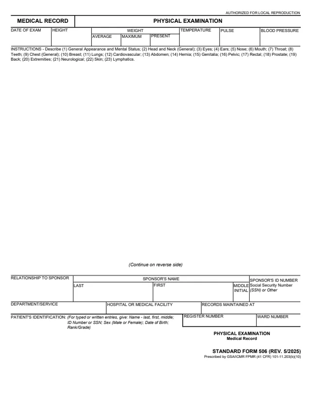 Page 1 of form SF506