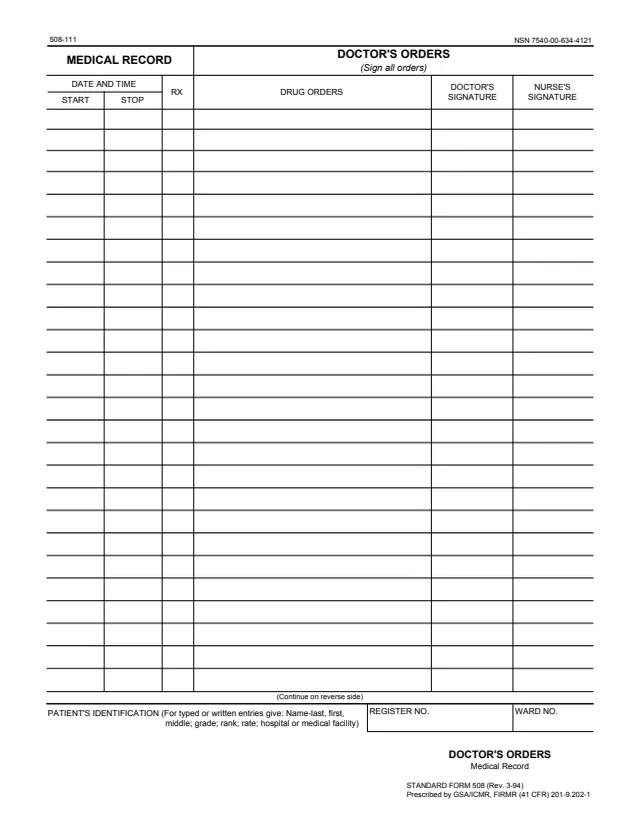 Page 1 of form SF508