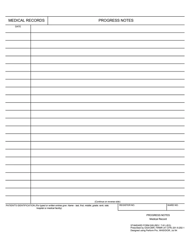Page 1 of form SF509