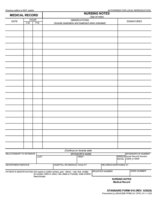 Page 1 of form SF510